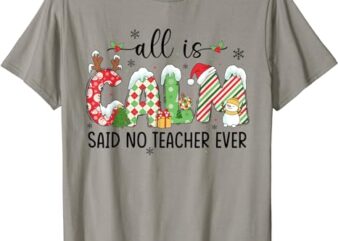 Cute All Is Calm Said No Teacher Ever Teacher Christmas Xmas T-Shirt