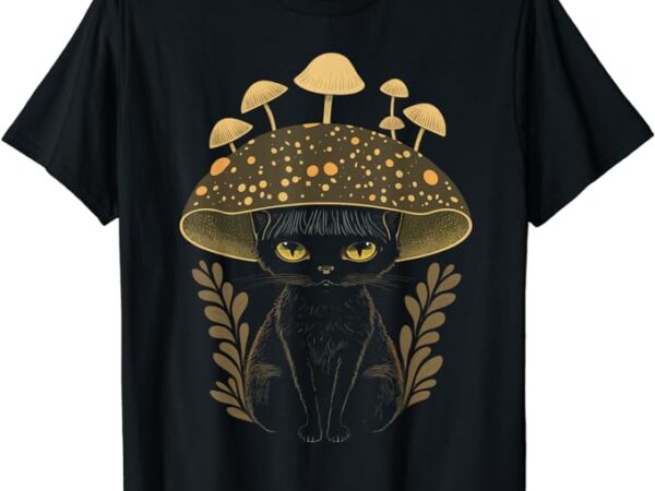 Cute cottagecore aesthetic cat mushroom women kids t-shirt