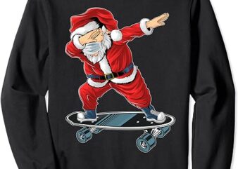 Cute Dabbing Santa Claus Skateboard Skate Xmas Day Kids Boys Sweatshirt