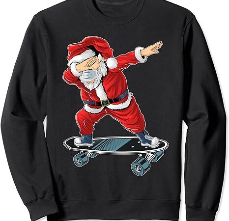 Cute dabbing santa claus skateboard skate xmas day kids boys sweatshirt