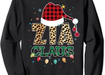 Cute Zia Claus Santa Hat Aunt Claus Fun Buffalo Leopard Xmas Sweatshirt