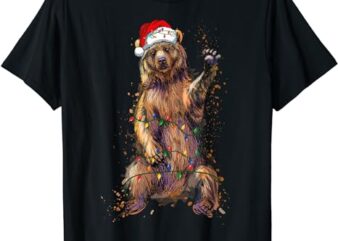 Cute bear Christmas Lights Santa Hat Merry Christmas T-Shirt