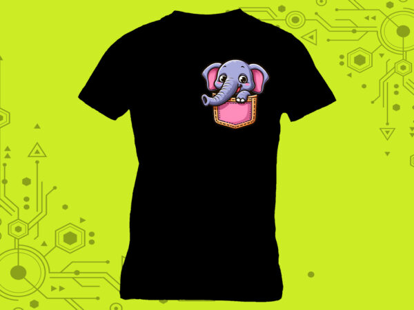 Pocket-sized elephant magic, curated specifically for print on demand websites. ideal for a diverse range of creative projects t shirt illustration