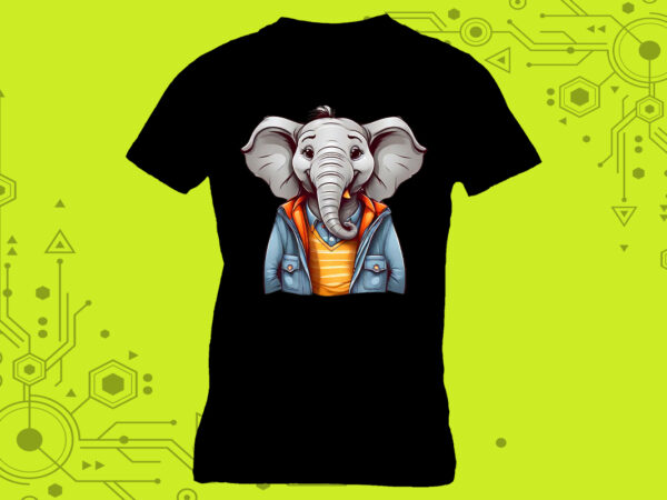 Pocket elephant art in clipart form, tailor-made for print on demand platforms. ideal for a multitude of creative ventures such as art print t shirt illustration
