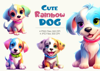 Cute rainbow Dogs 01. TShirt Sticker.