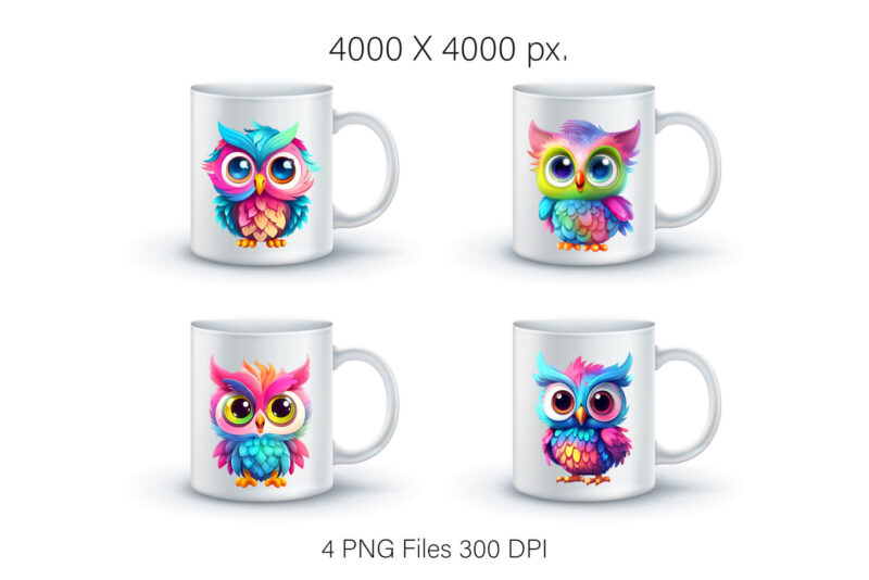 Cute rainbow owls. TShirt Sticker.