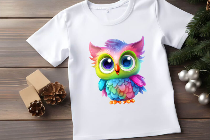 Cute rainbow owls. TShirt Sticker.