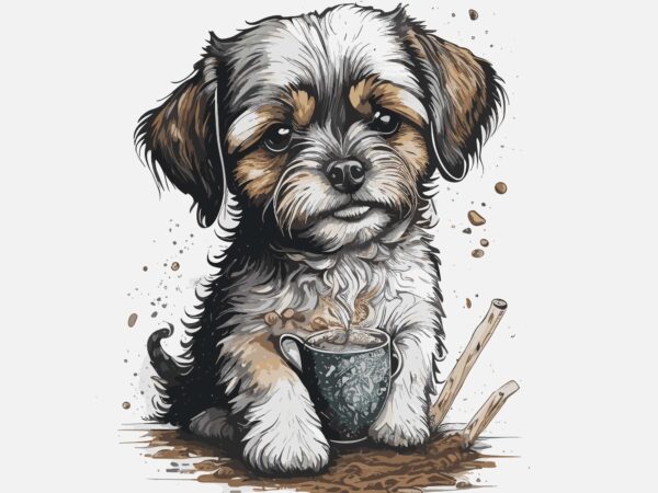 Cute little dog t shirt vector file