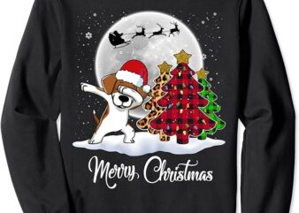 Dabbing Beagle Dab Dog Santa Hat Christmas Tree Funny Xmas Sweatshirt