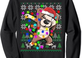 Dabbing Beagle Fairy Lights Ugly Christmas Sweater Costume Sweatshirt