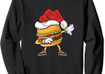 Dabbing Cheese Burger Christmas Santa Hat Shirt Sweatshirt