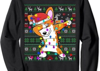 Dabbing Corgi Fairy Lights Ugly Christmas Sweater Costume Sweatshirt