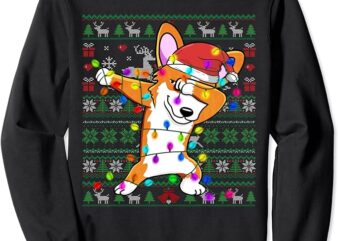Dabbing Corgi Fairy Lights Ugly Christmas Sweater Party Gift Sweatshirt