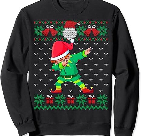 Dabbing elf ugly christmas sweater matching family xmas boys sweatshirt
