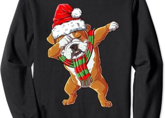 Dabbing English Bulldog Santa Christmas Gifts Kids Boys Xmas Sweatshirt