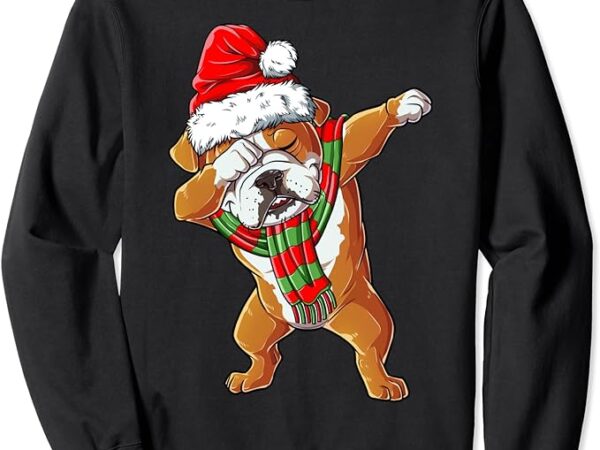 Dabbing english bulldog santa christmas gifts kids boys xmas sweatshirt