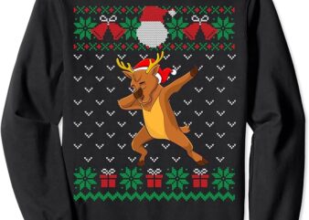 Dabbing Reindeer, Ugly Christmas Sweater Xmas Dab Kids Boys Sweatshirt