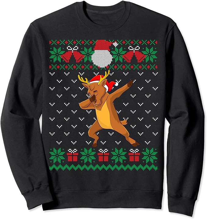 Dabbing Reindeer, Ugly Christmas Sweater Xmas Dab Kids Boys Sweatshirt