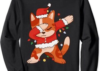Dabbing Santa Claus Cat Christmas Dance Dab Wearing Xmas Kid Sweatshirt