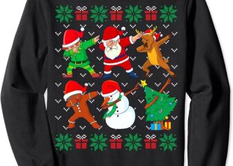 Dabbing Santa Elf Friends Ugly Xmas Sweater Boys Girls Kids Sweatshirt