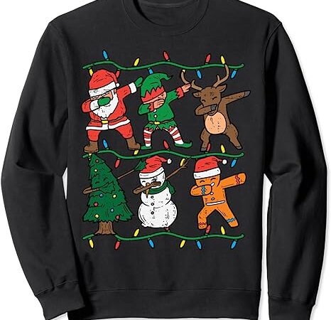 Dabbing santa elf reindeer dab xmas pjs christmas boys kids sweatshirt