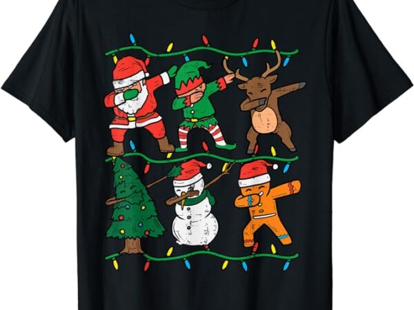 Dabbing santa elf xmas pjs christmas men girl youth boy kids t-shirt