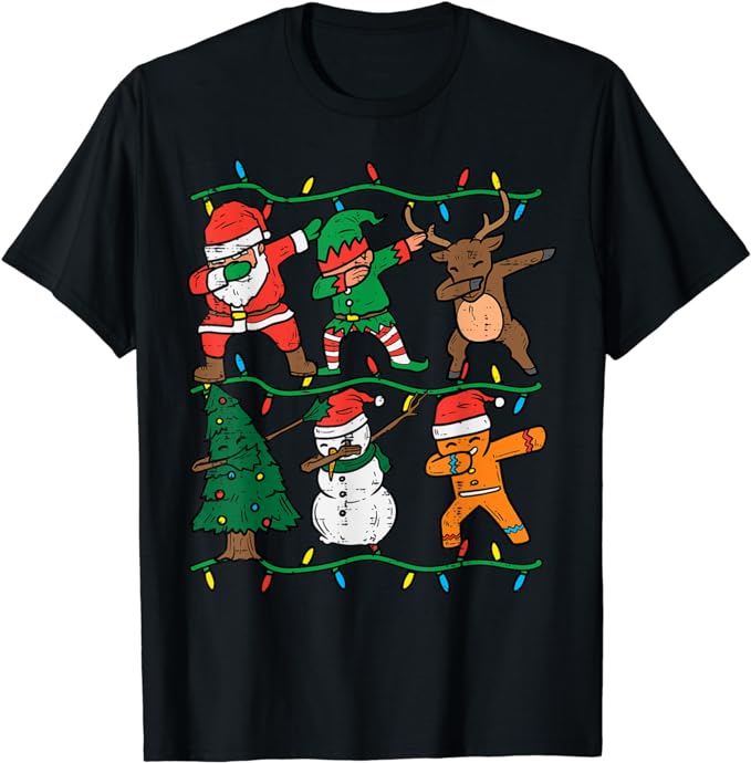 Dabbing Santa Elf Xmas PJs Christmas Men Girl Youth Boy Kids T-Shirt