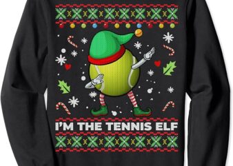Dabbing Tennis Ball Elf Hat Christmas Ugly Sweater Sweatshirt
