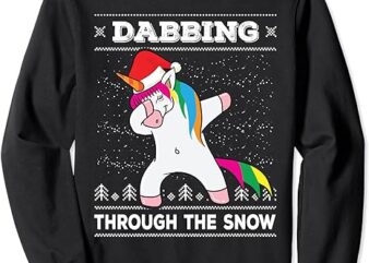 Dabbing Through The Snow Dab Unicorn Ugly Christmas Sweater Sweatshirt