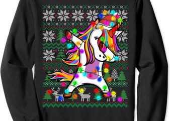 Dabbing Unicorn Fairy Lights Ugly Christmas Sweater Costume Sweatshirt
