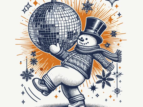 Funny dancer snowman on christmas t shirt graphic design