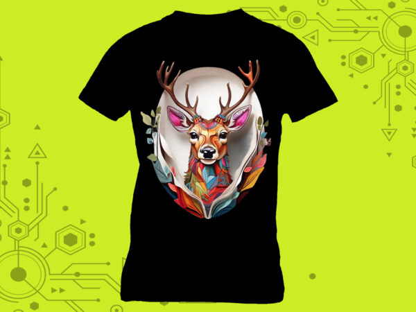 Deer illustrations in clipart, meticulously crafted for print on demand websites. this versatile bundle is perfect for a wide range of pod t shirt vector illustration