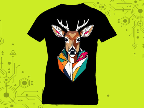 Cherished mini deer portraits in clipart, meticulously crafted for print on demand websites. this versatile collection is perfect for a pod t shirt vector file