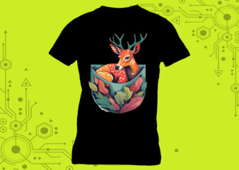 in pocket, pet in pocket, graphic,deer , deer in pocket, Sublimation Designs, t-shirt design, t-shirt design bundle, trendy design, poster