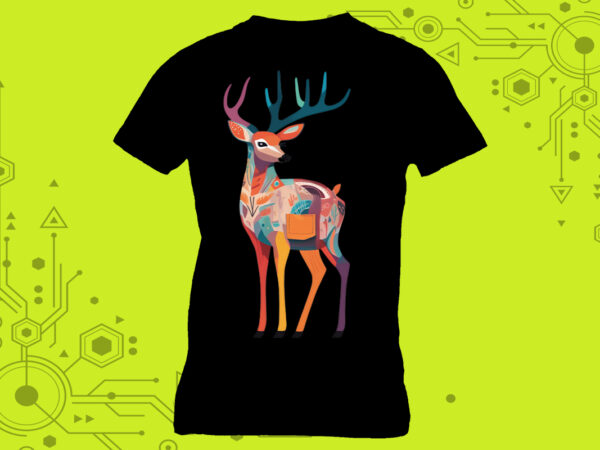 Pocket-sized deer elegance in clipart, meticulously crafted for print on demand websites. perfect for a multitude of creative projects t shirt illustration