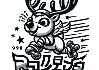 Cute Christmas Deer Iceskating t shirt vector file