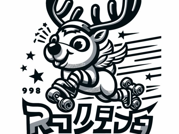 Cute christmas deer iceskating t shirt vector file