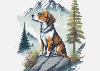 Dog Mountain t shirt vector illustration