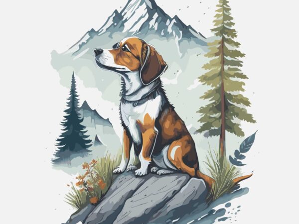Dog mountain t shirt vector illustration
