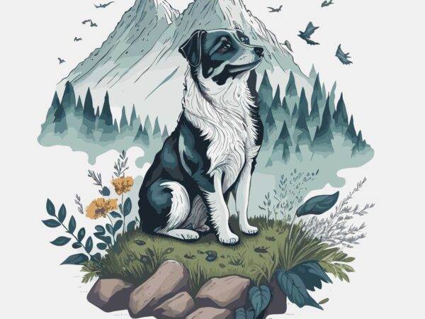 Dog mountain t shirt vector illustration