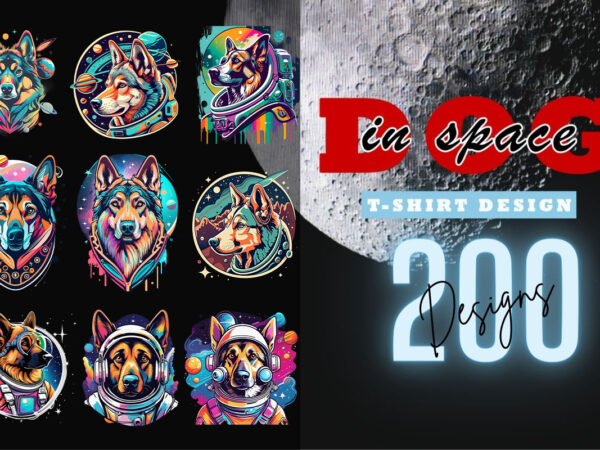 200 dog astronaut in space clipart illustration bundle