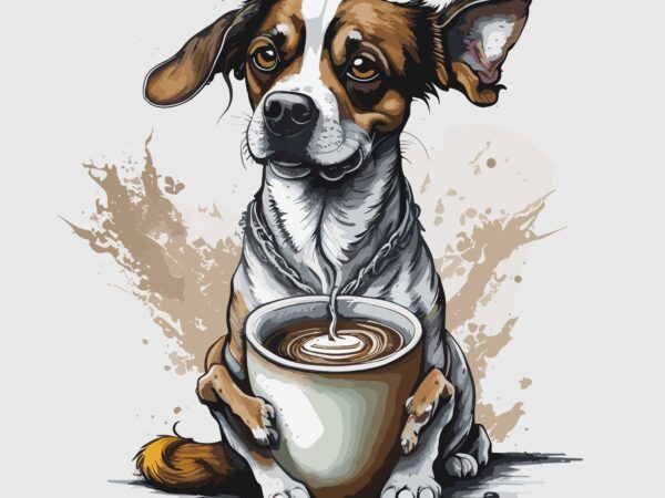 Dog coffe t shirt vector illustration