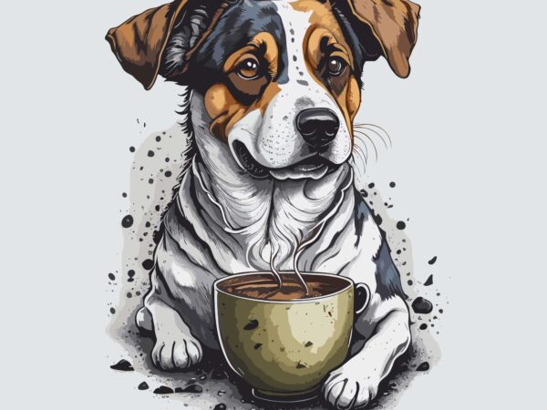 Dog coffe t shirt vector illustration
