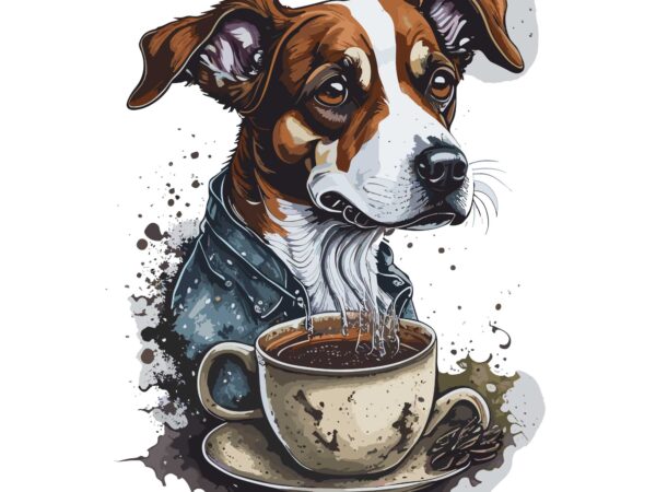 Dog coffe t shirt vector illustration