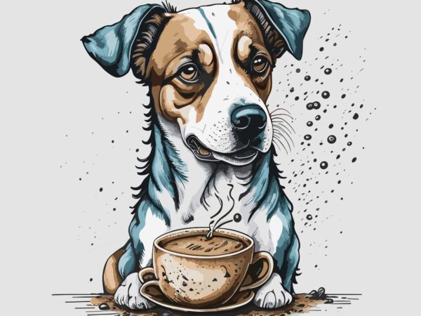 Dog coffe t shirt vector illustration