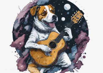 Dog Palying Guitar t shirt vector illustration