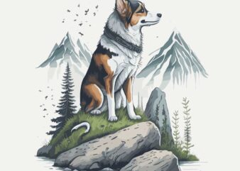 Dog Mountain t shirt vector illustration