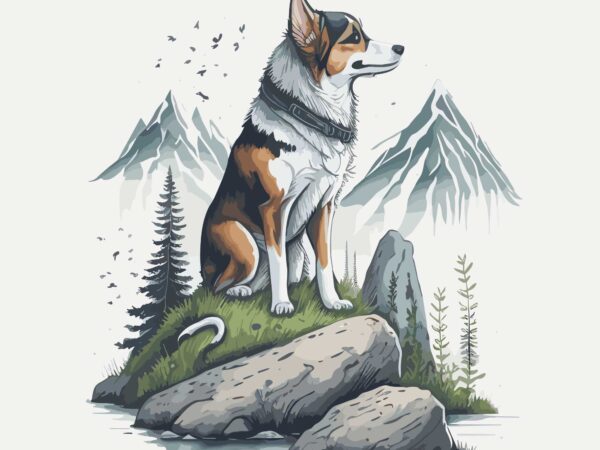Dog mountain t shirt vector illustration