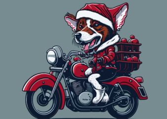 Christmas Dog Riding Motorbike t shirt vector file