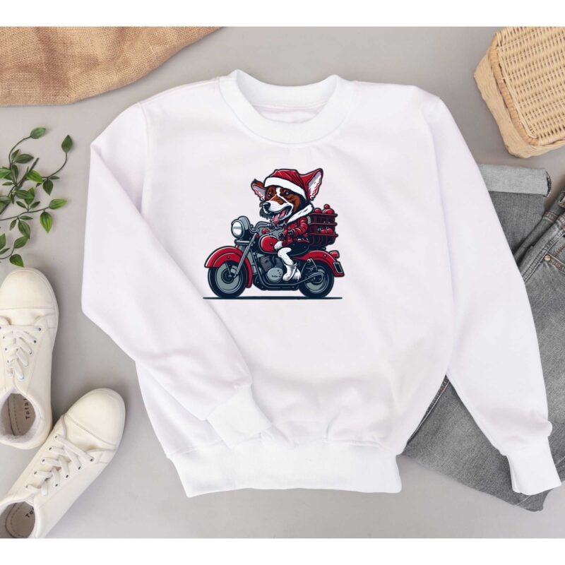 Christmas Dog Riding Motorbike